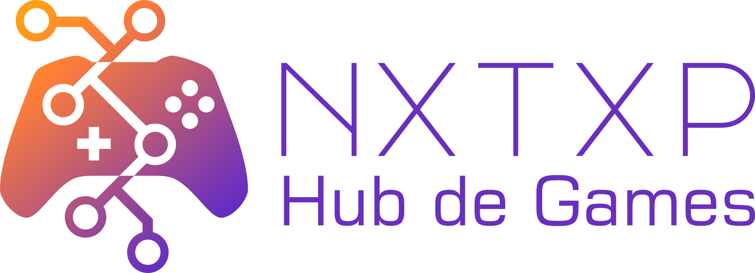 Logo horizontal do NXTXP Hub de Games em São José dos Campos.